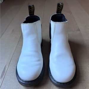 Dr. Martens Kids White Leather Boots